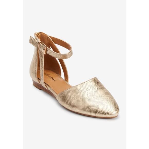 Comfortview The Paris Flat Gold Size 8 - Picture 1 of 15